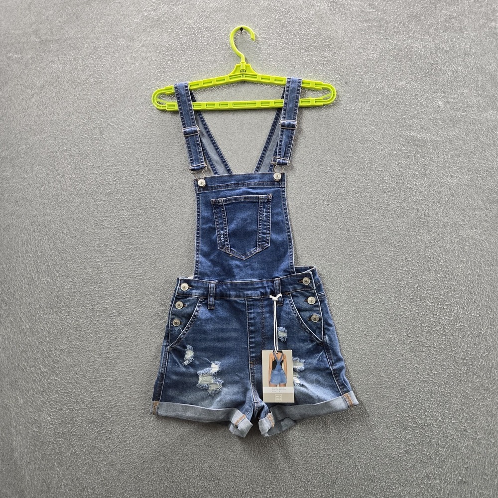 Wax Jean Women Shorts S Blue Denim Overalls 90242 Shortalls NWT